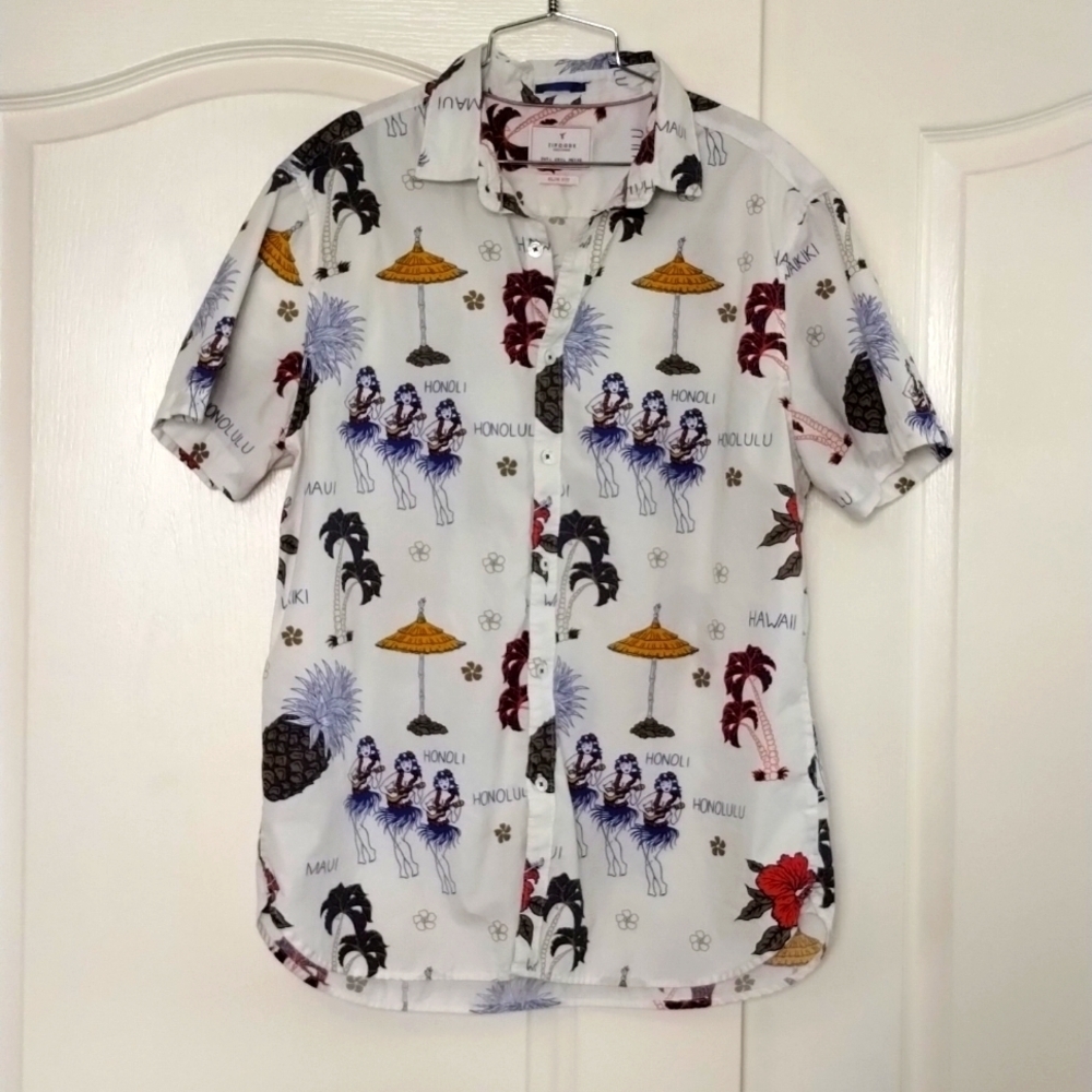 Zipcode Ricky Singh slim fit large Hawaiian Maui short sleeve shirt buttondown